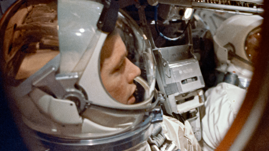 Image of David Scott inside Gemini 8.