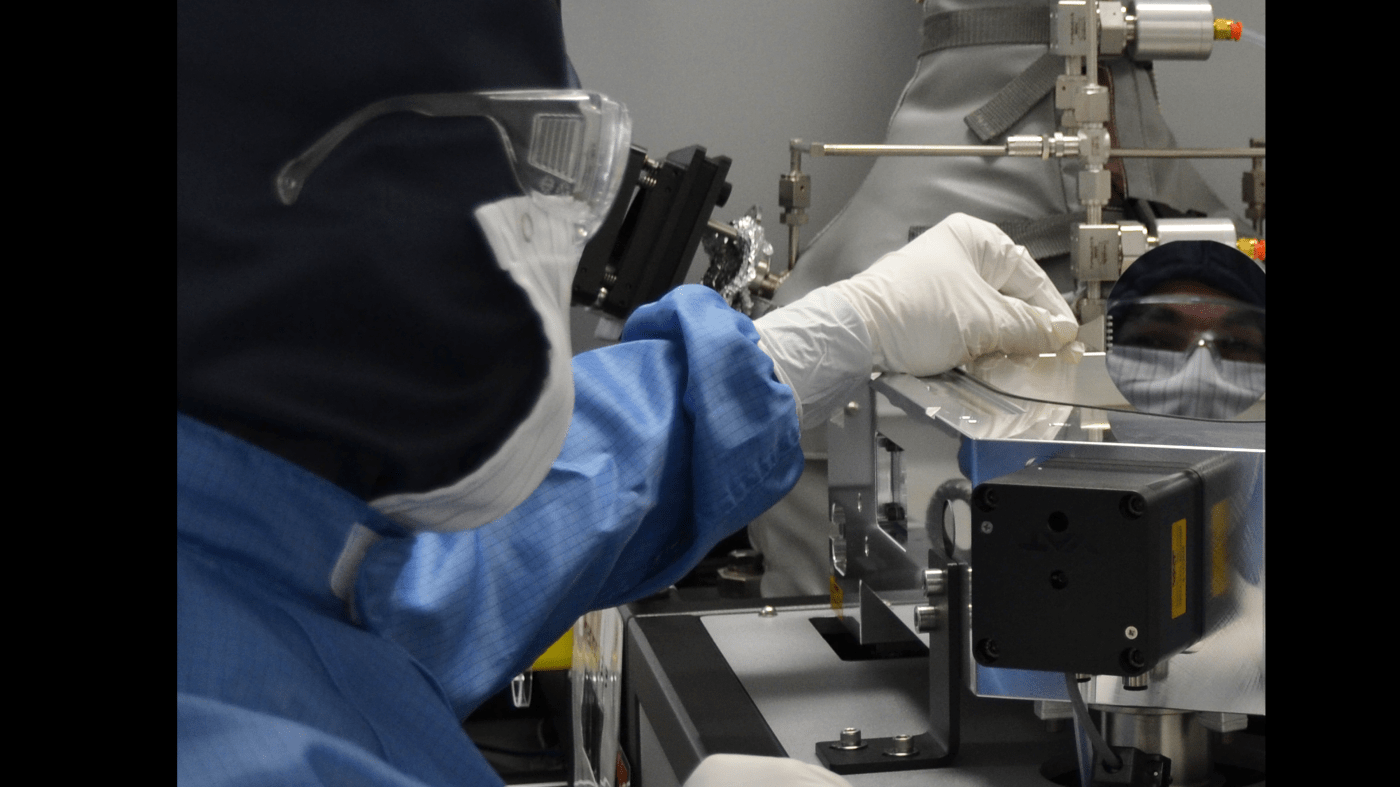 Image of NASA researcher working with nanotechnology