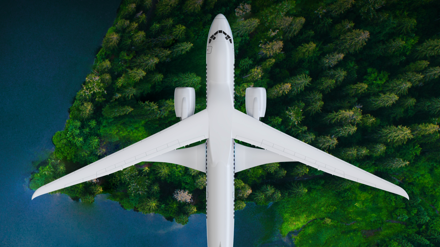 Image of plane above terrain