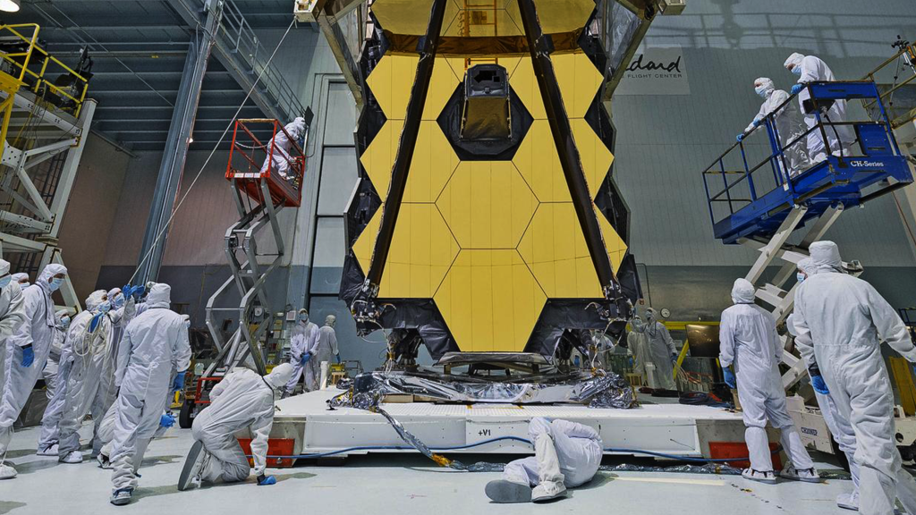 Image of James Webb Space Telescope being built