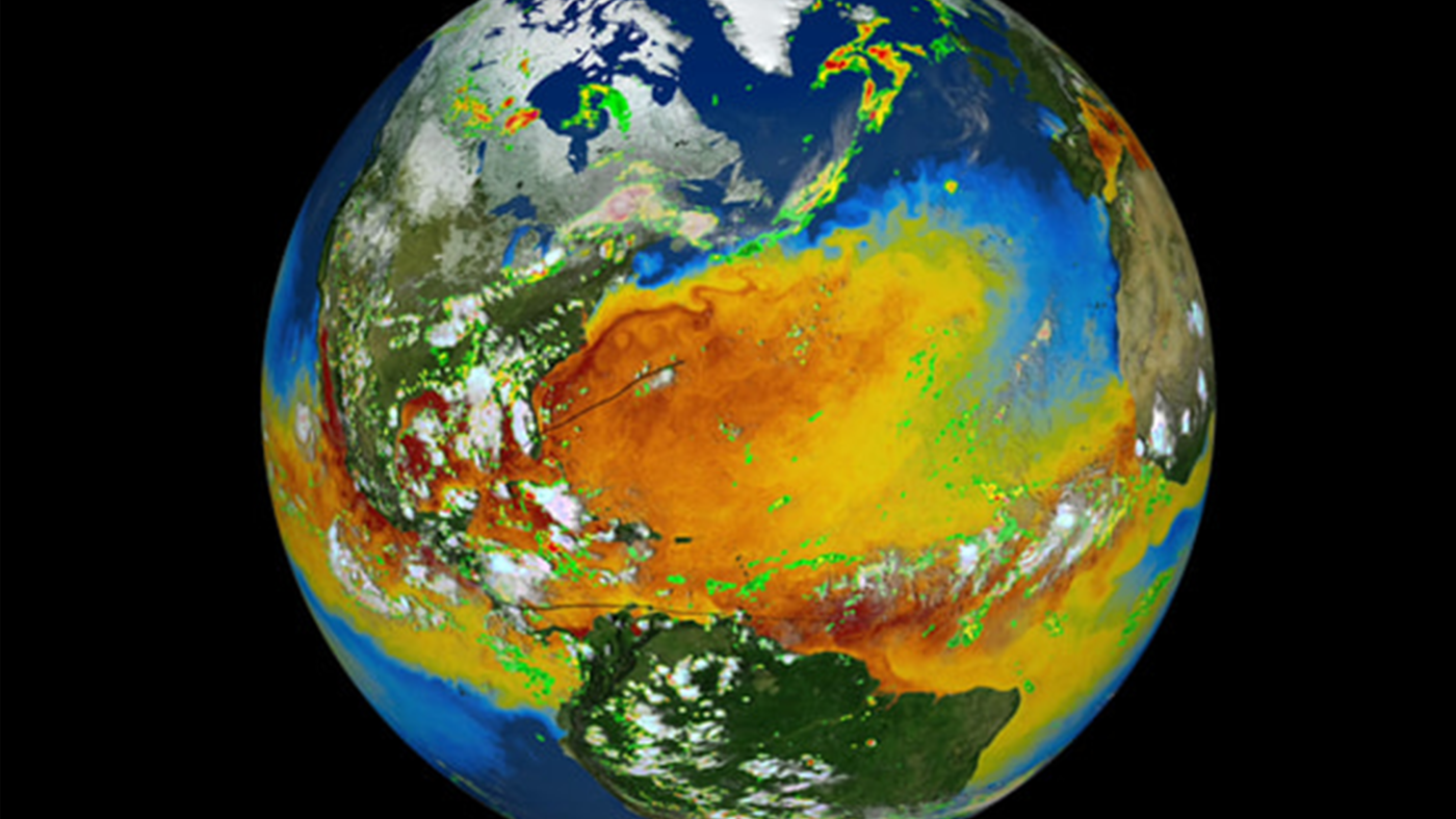 Image of Earth from Space focusing on climate