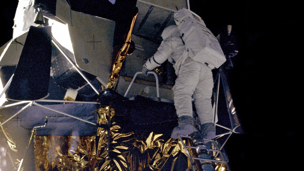 Image of Astronaut descending spacecraft